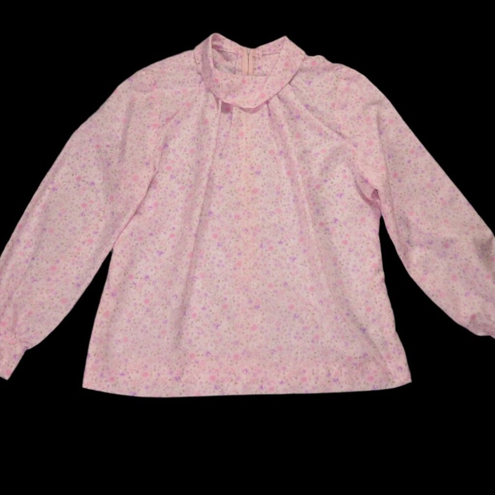 vintage mock cowl neck long sleeve blouse - size S/M